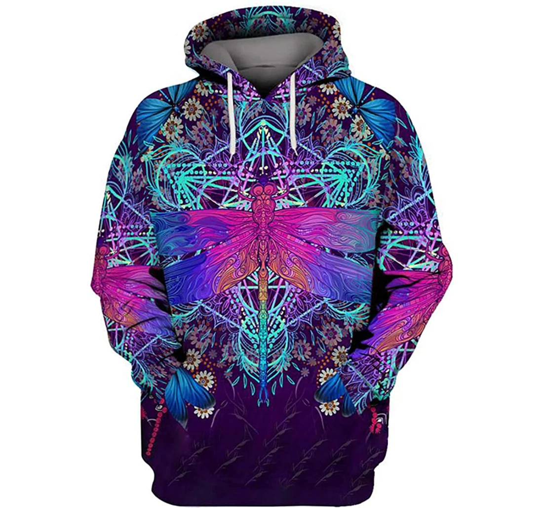 Purple Hippie Dragonfly - 3D Printed Pullover Hoodie