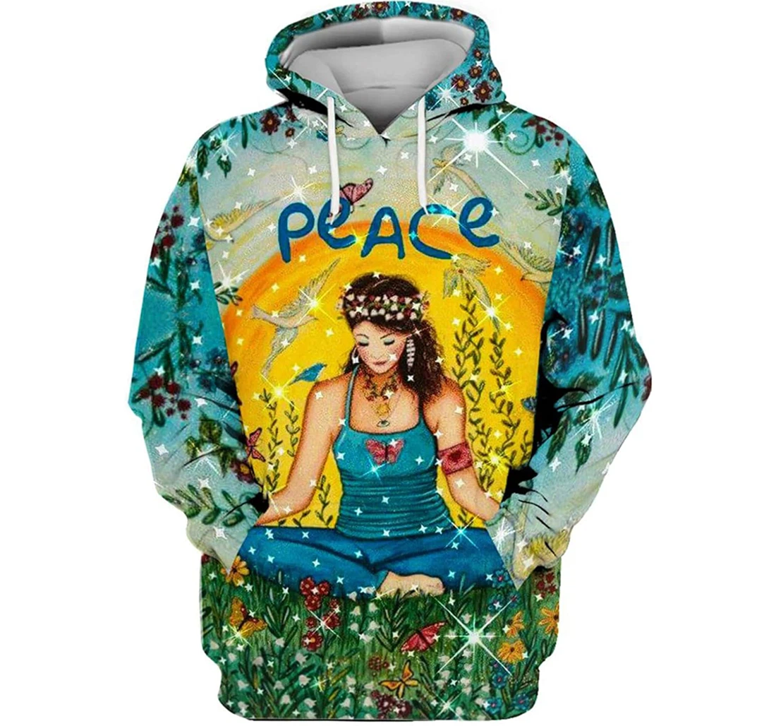 Yoga Hippie Girl - 3D Printed Pullover Hoodie