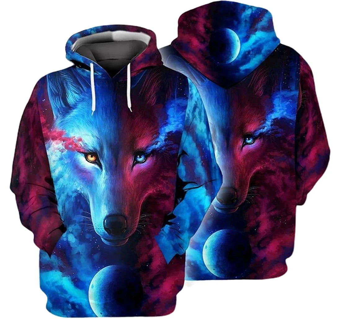 Wolf Watercolor - 3D Printed Pullover Hoodie