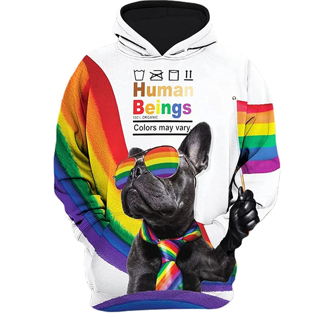 Lgbt French Bulldog Human Being - 3D Printed Pullover Hoodie