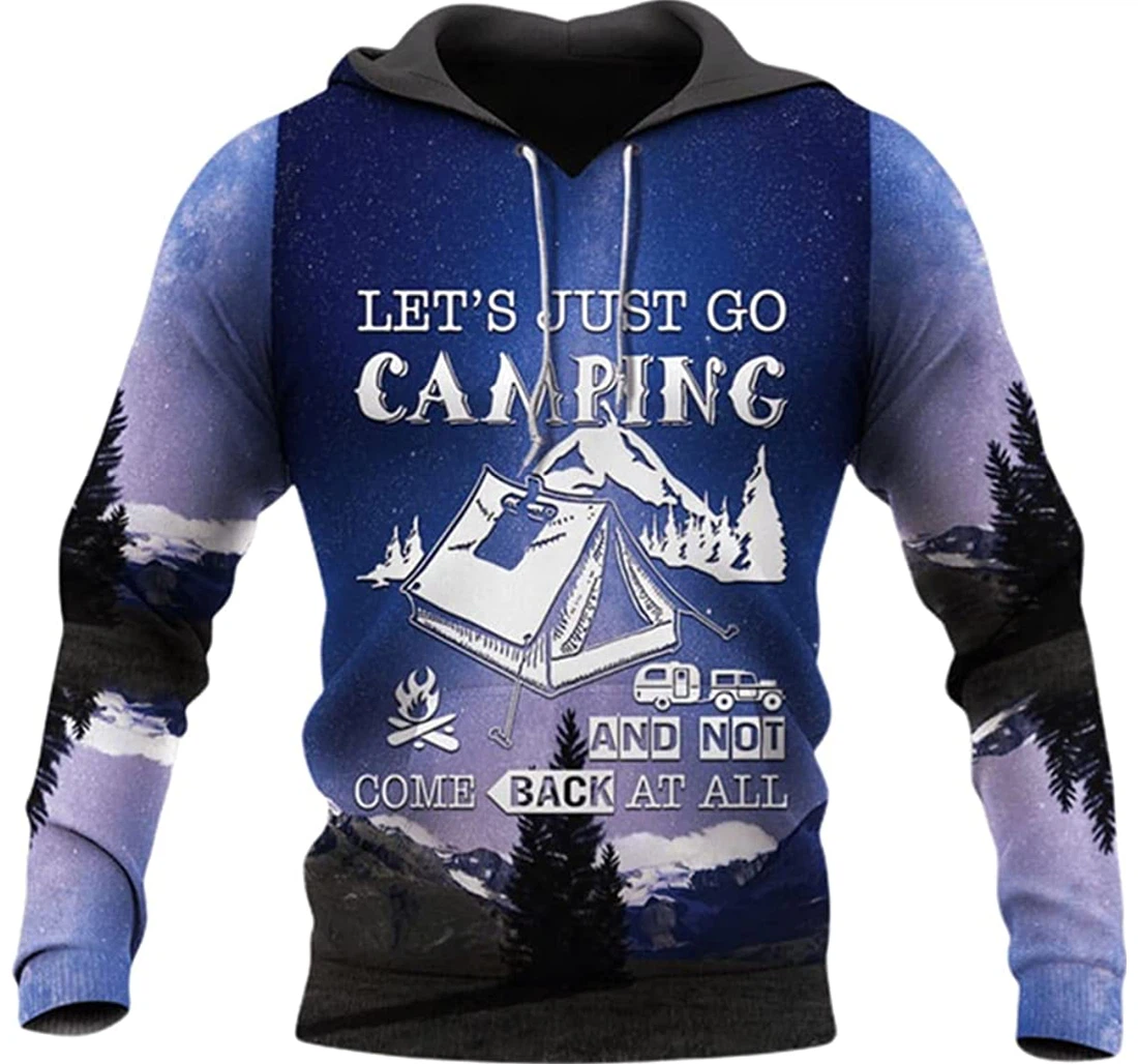 Let's Just Go Camping Not Come Back At All In Forest Purple Sky - 3D Printed Pullover Hoodie