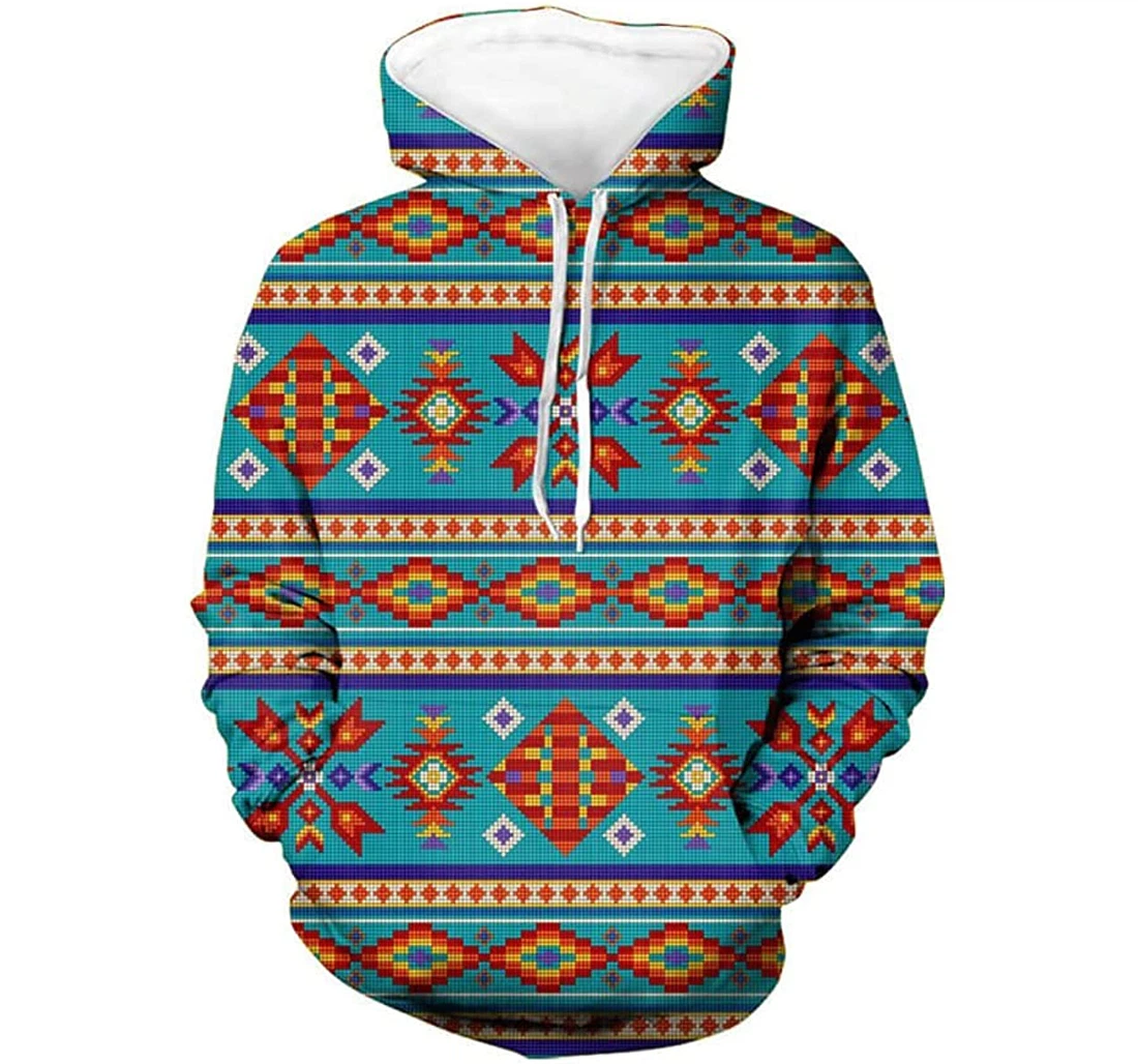 Diamond Pattern In Blue - 3D Printed Pullover Hoodie