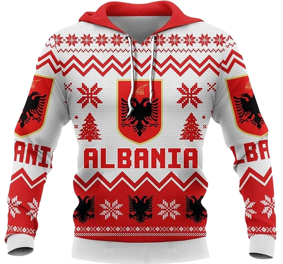 Albania Christmas Pattern - 3D Printed Pullover Hoodie