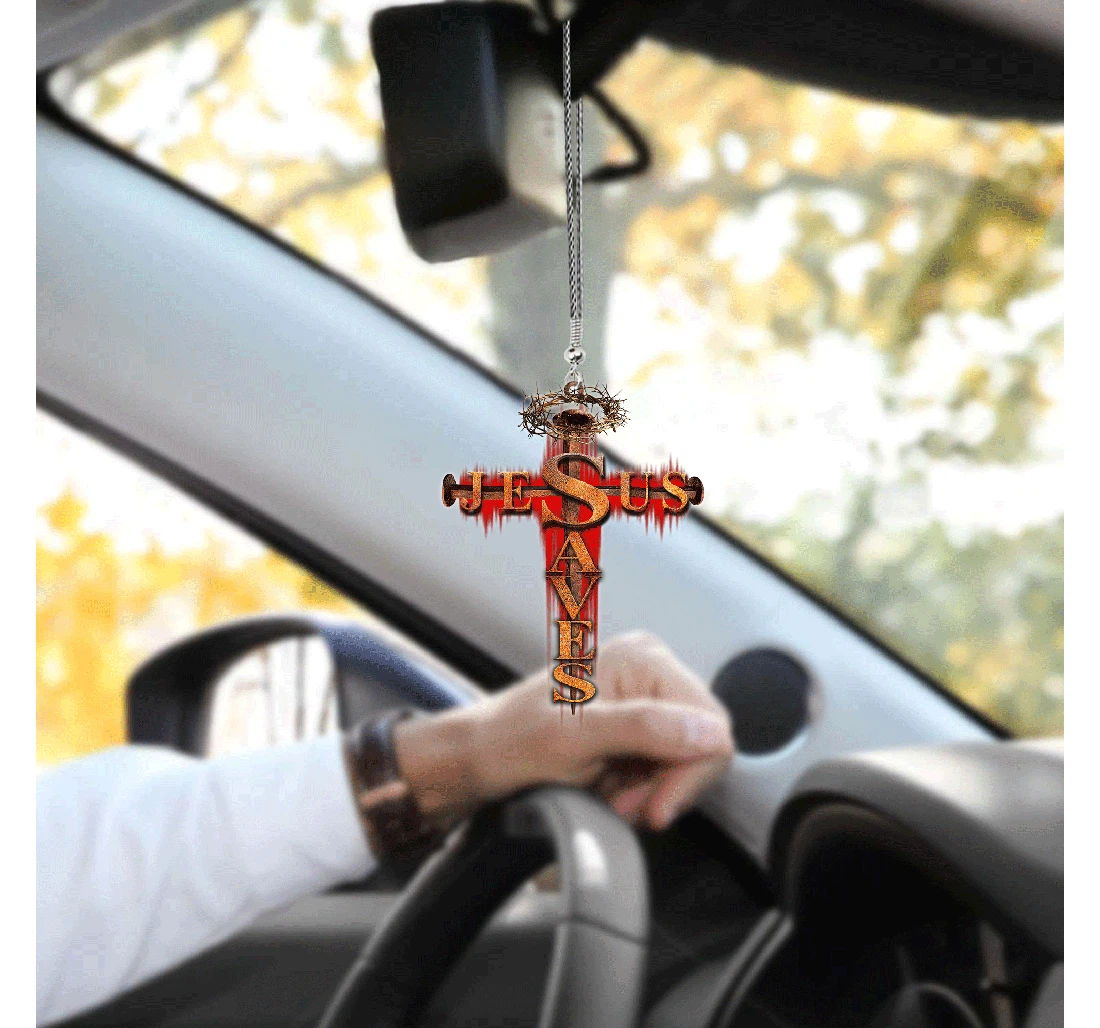 Jesus Saves Unique Design Car Hanging Ornament MDF Ornament