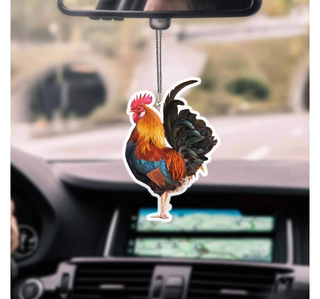 Rooster No 8 Unique Design Car Hanging Ornament MDF Ornament