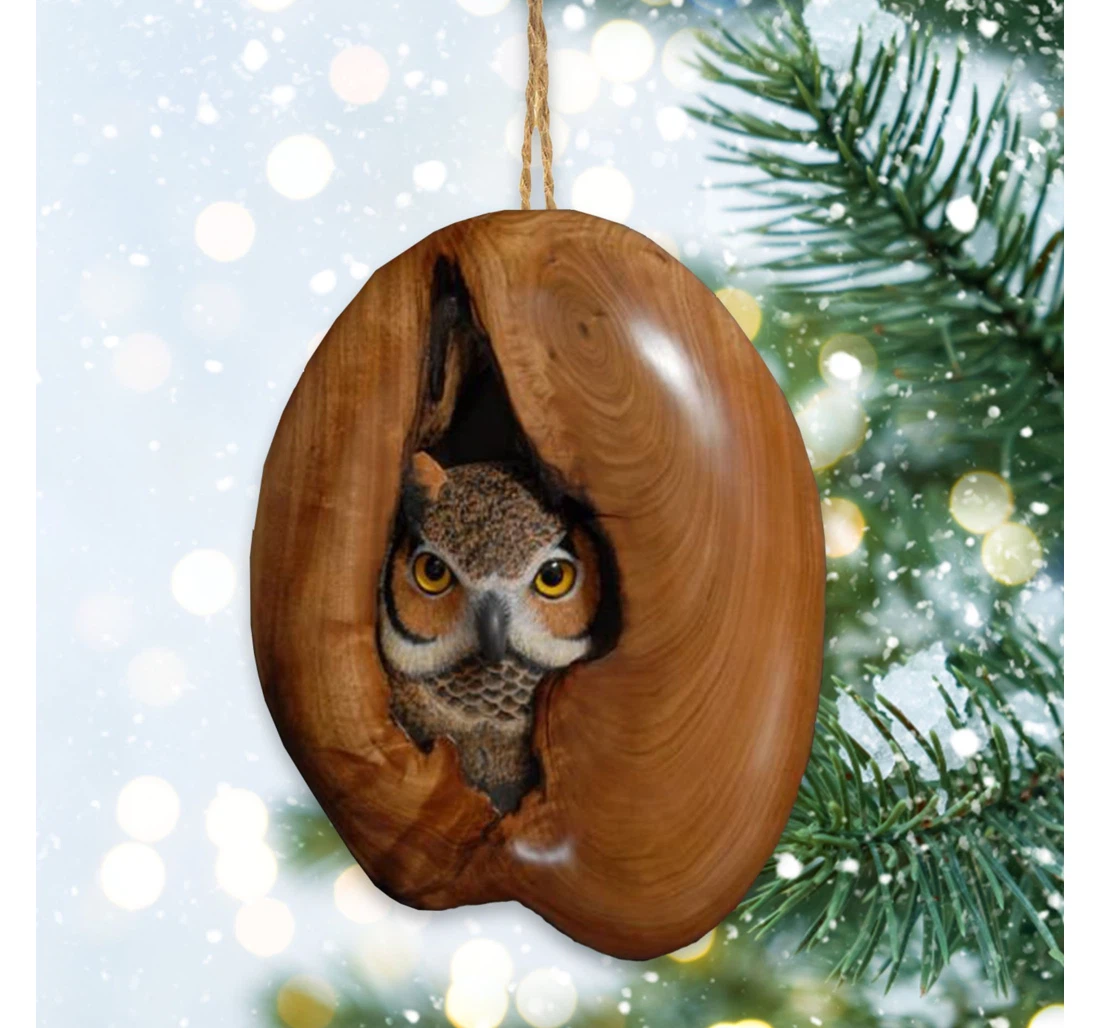 Hiding Owl Ornament Christmas Tree MDF Ornament