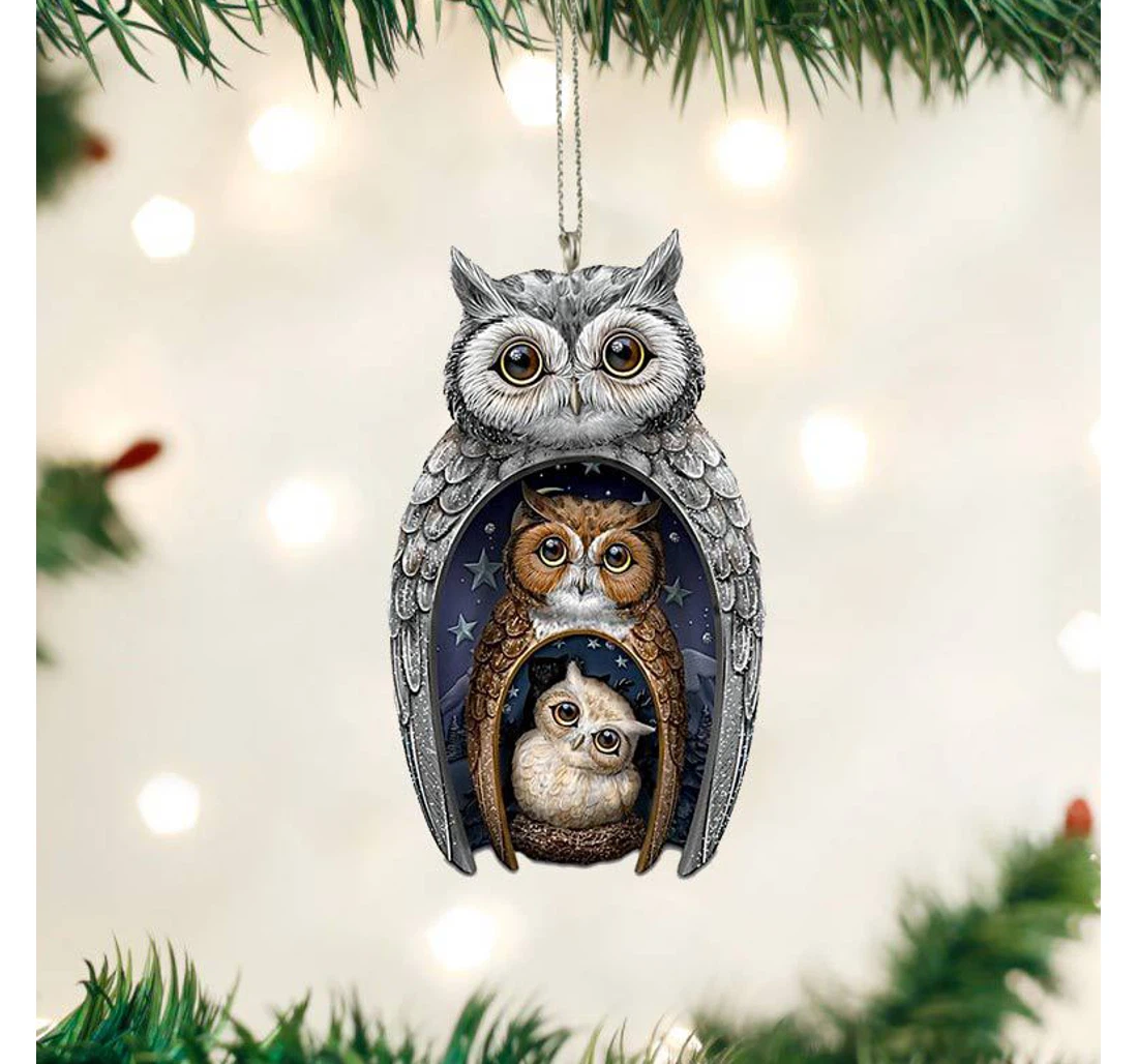 Cute Owl Christmas Tree Hanging Ornament MDF Ornament