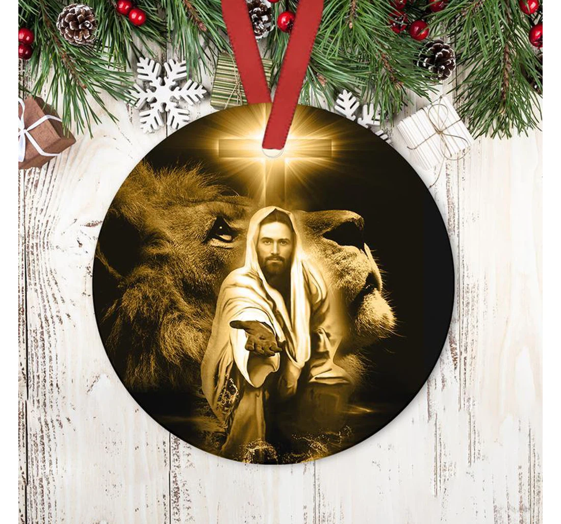 Jesus And Lion Yellow Circle Ornament Cta.25092111 MDF Ornament