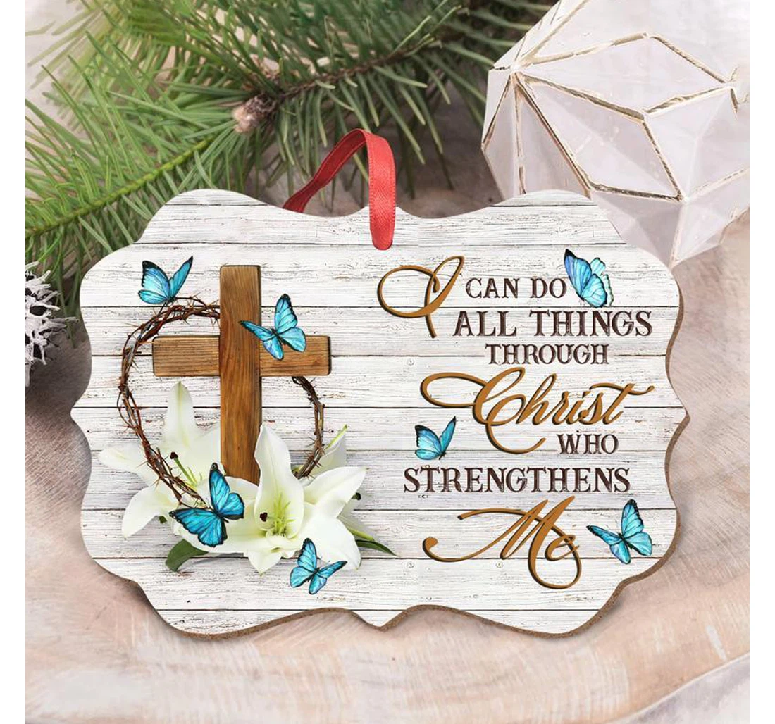 I Can Do All Things Cross Faith Butterfly Jesus Ornament MDF Ornament