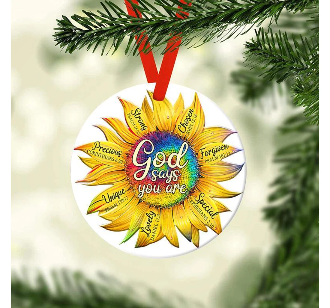 Sunflower God Says You Are Circle Jesus Ornament MDF Ornament