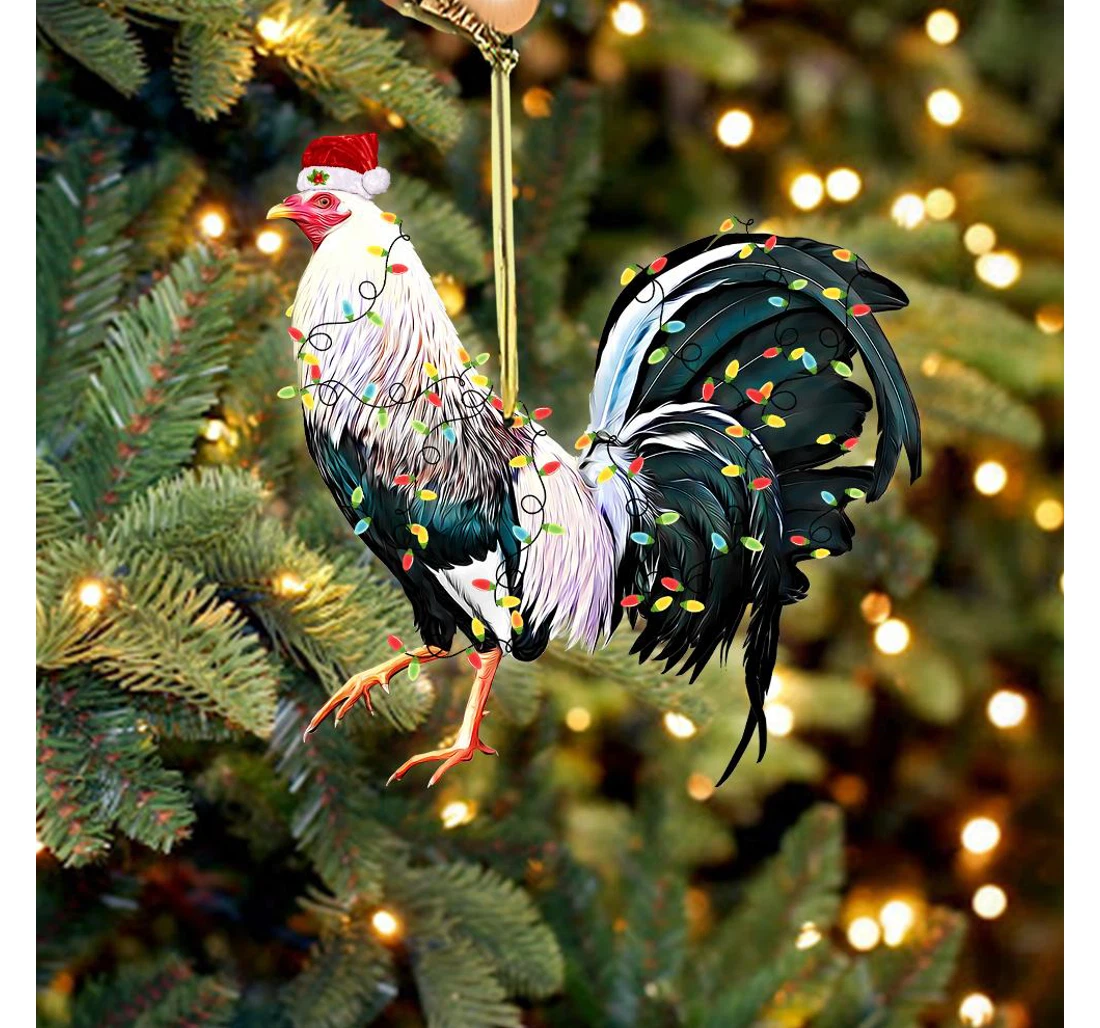 Christmas Rooster Christmas Tree Hanging Ornament MDF Ornament