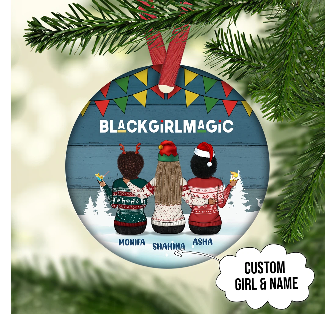 Black Girl Magic Customized Christmas Ornament, Christmas Gifts For Friends MDF Ornament