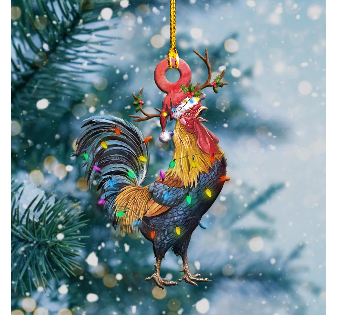 Rooster Christmas Tree Hanging Ornament MDF Ornament