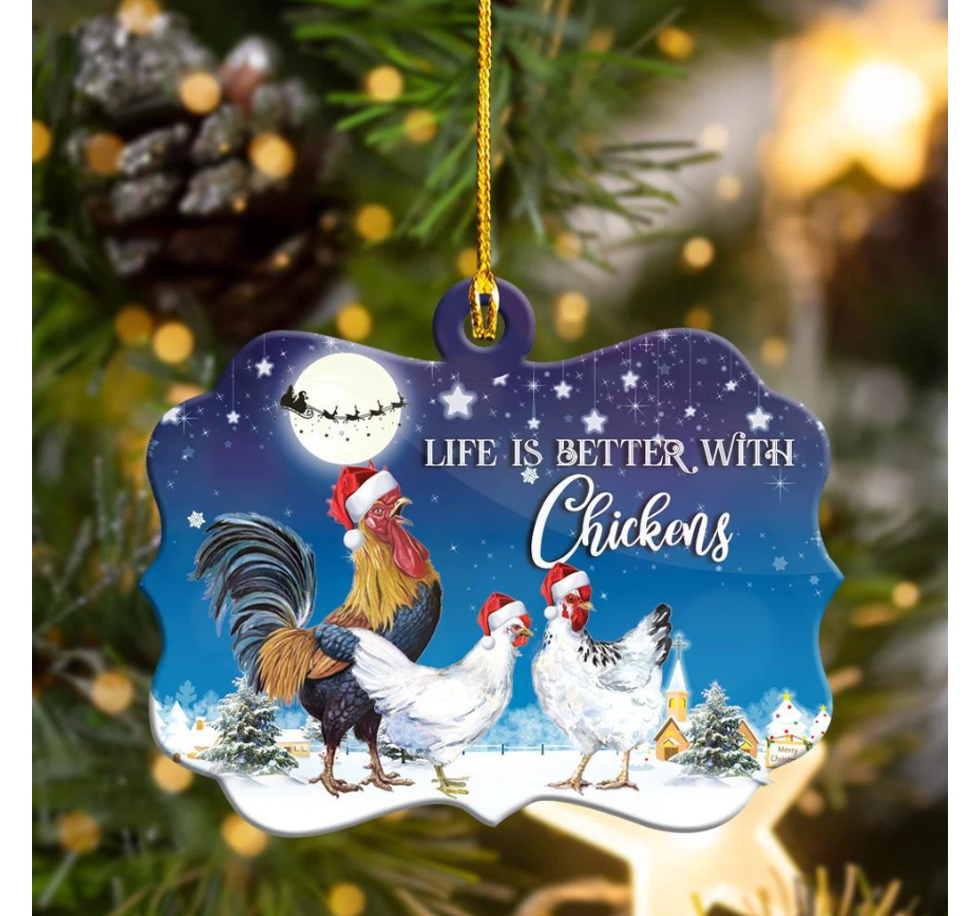 Christmas Rooster Christmas Tree Hanging Ornament MDF Ornament