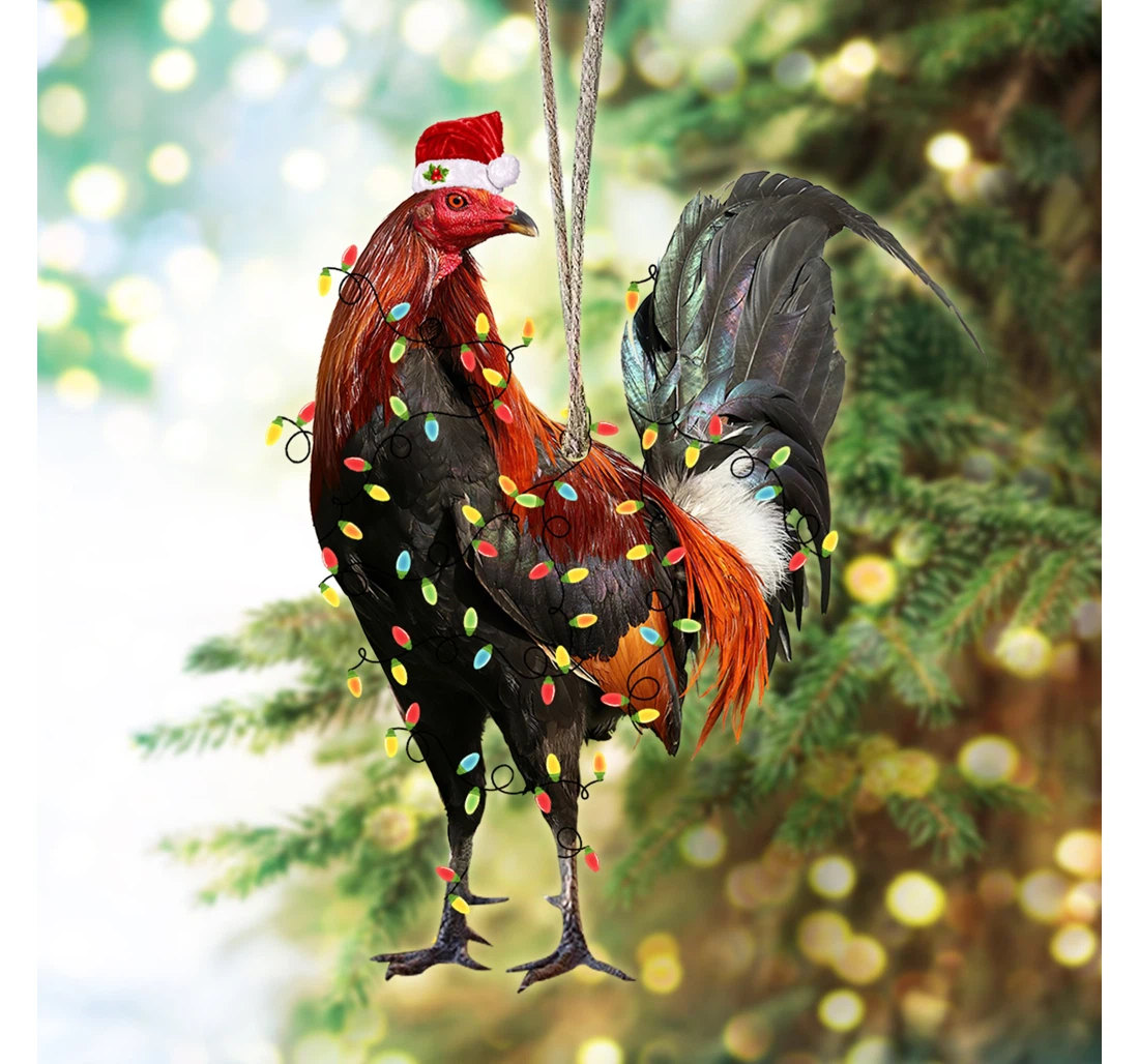 Christmas Rooster Christmas Tree Hanging Ornament Tna09102105 MDF Ornament