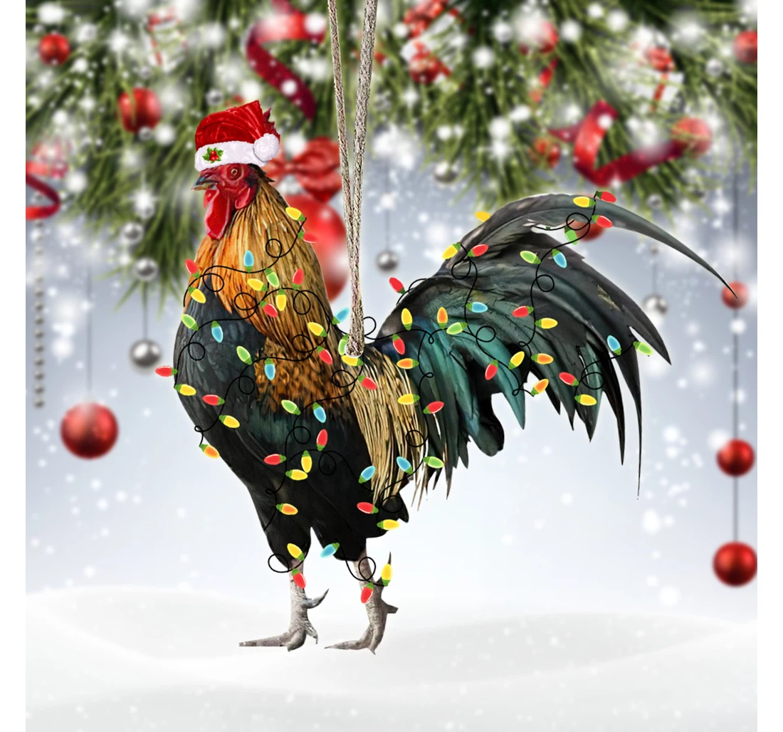 Christmas Rooster Christmas Tree Hanging Ornament Tna09102104 MDF Ornament