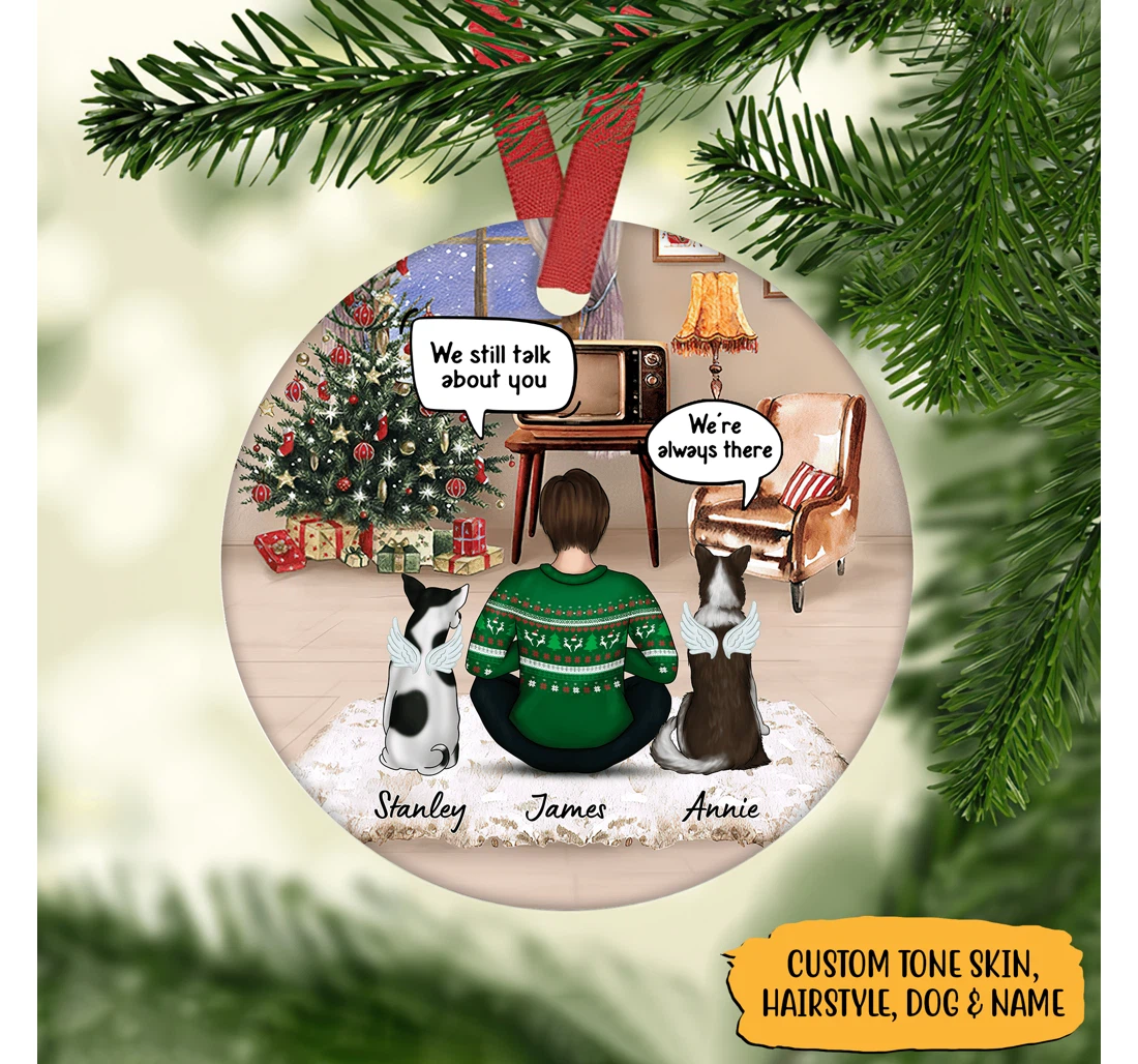 Personalized Christmas Ornaments I Still Talk About You, Custom Memorial Gifts, Gift For Dog Dad Lovers MDF Ornament