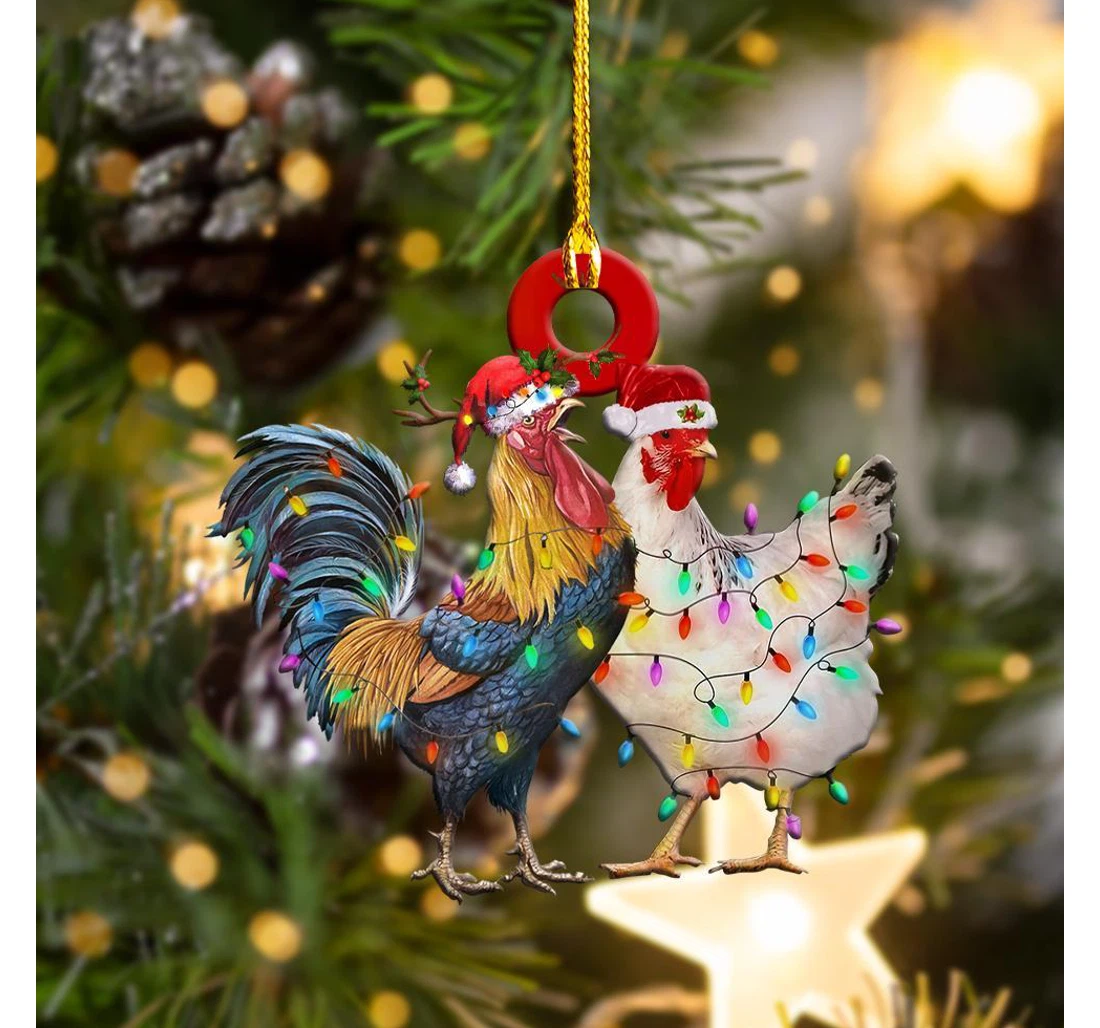 Christmas Rooster Christmas Tree Hanging Ornament MDF Ornament