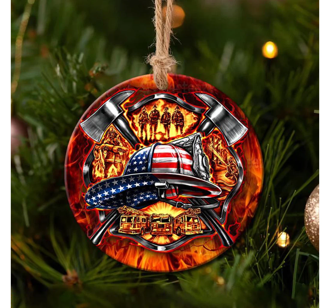 Firefighter Christmas Tree Hanging Ceramic Ornament MDF Ornament