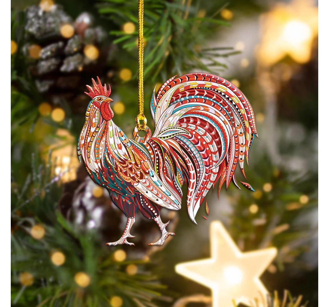 Christmas Rooster Christmas Tree Hanging Ornament MDF Ornament