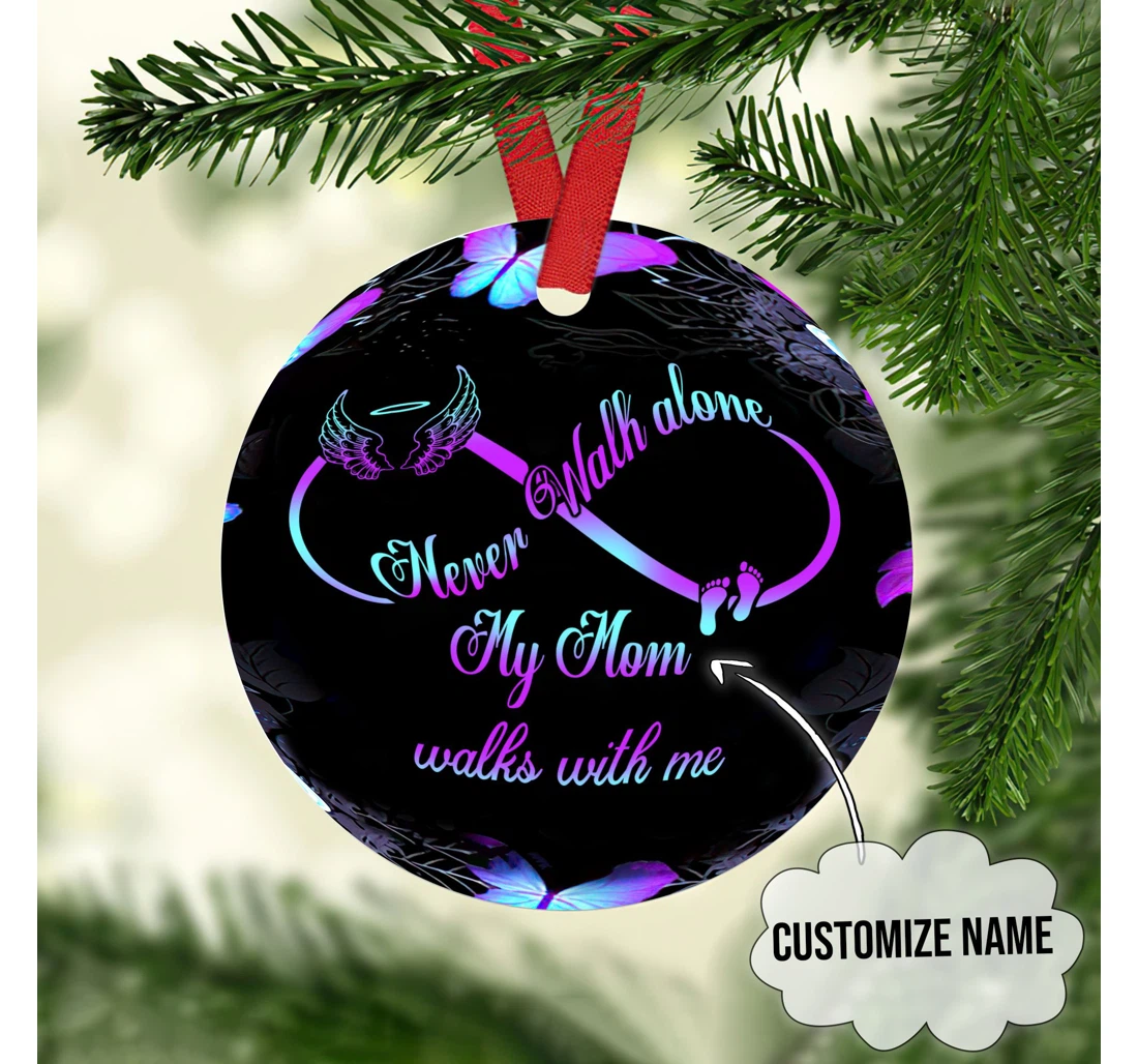 Custom Name Never Walk Alone Memorial Gift Galaxy Christmas Ornaments MDF Ornament