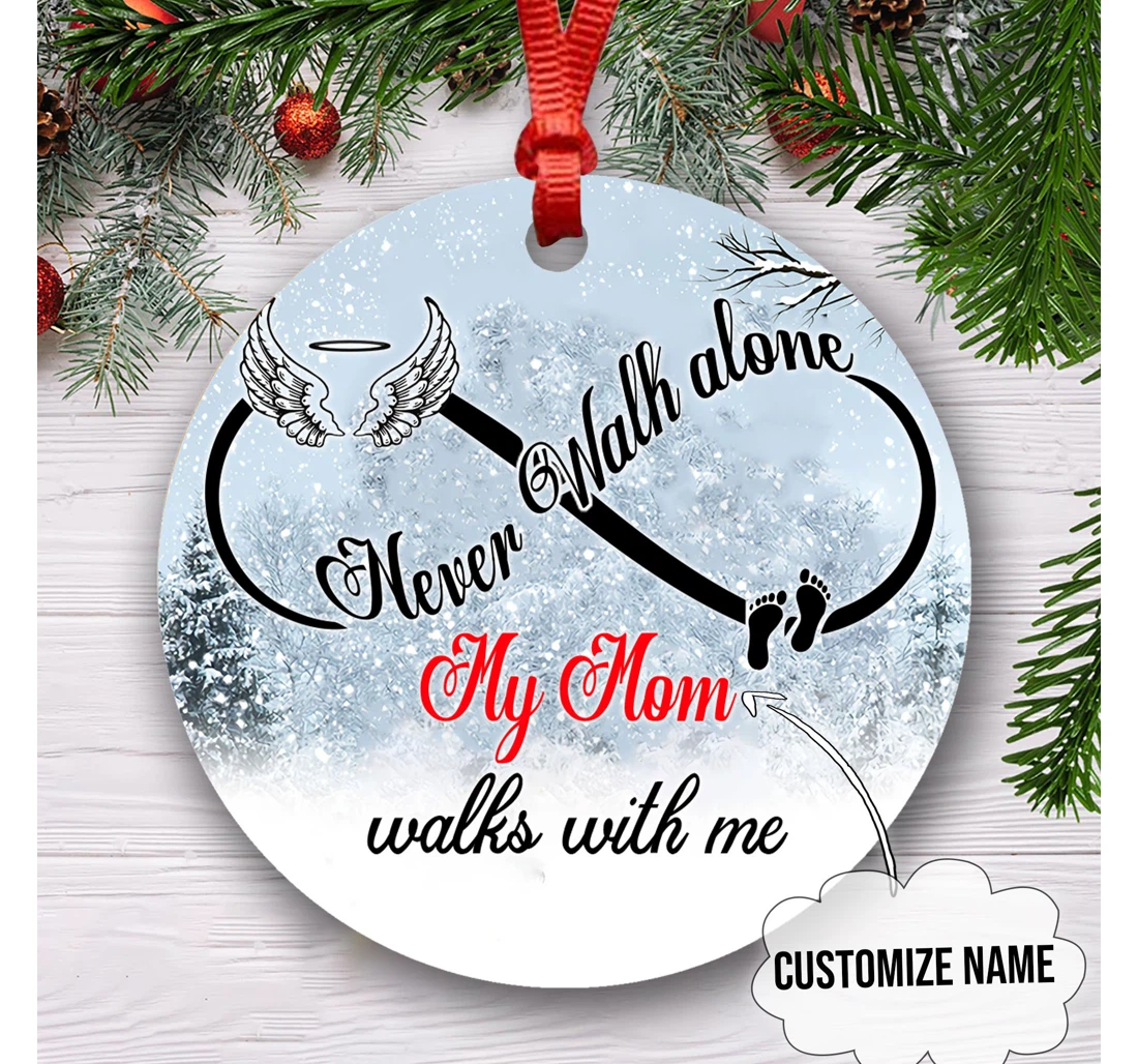 Custom Name Never Walk Alone Memorial Gift Snow Christmas Ornaments MDF Ornament