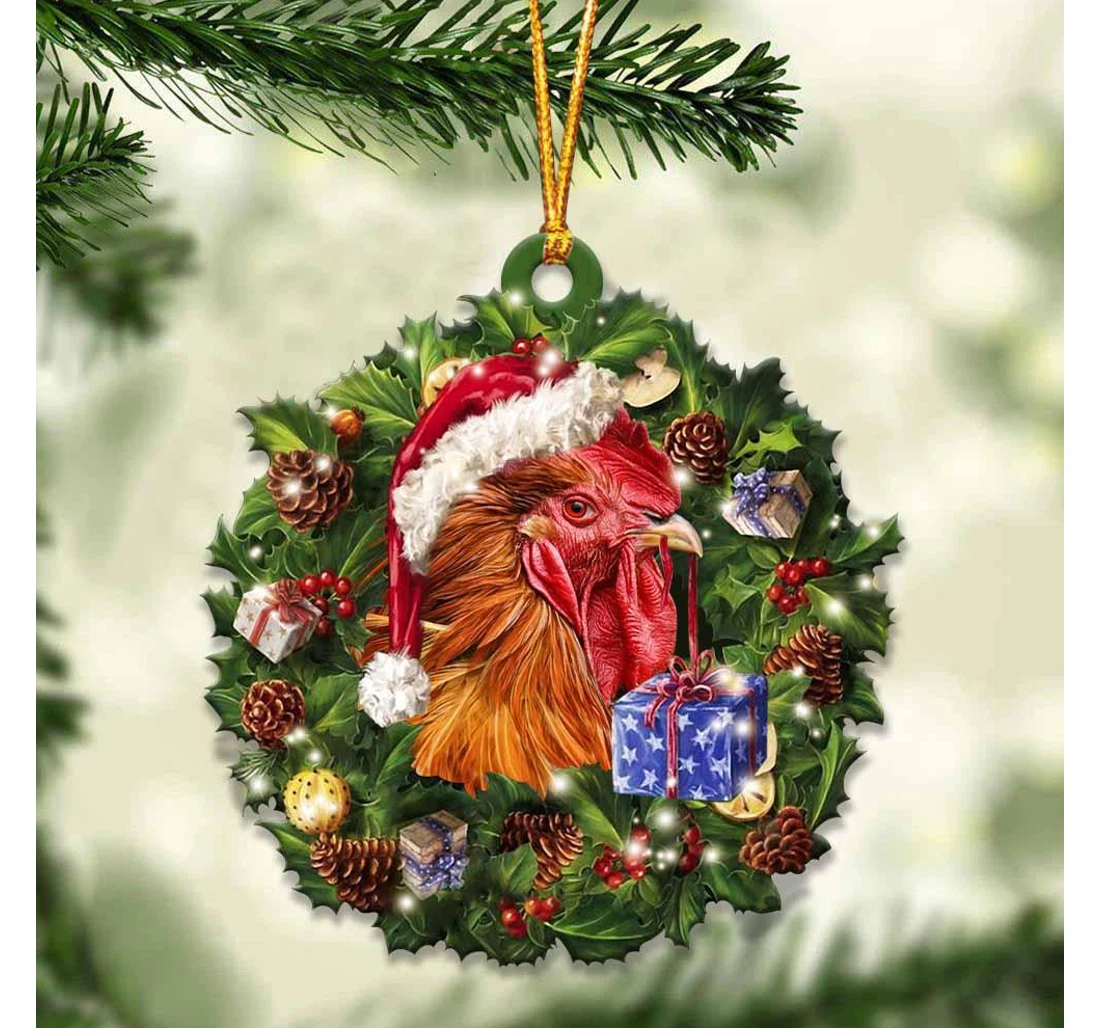 Christmas Rooster Christmas Tree Hanging Ornament MDF Ornament