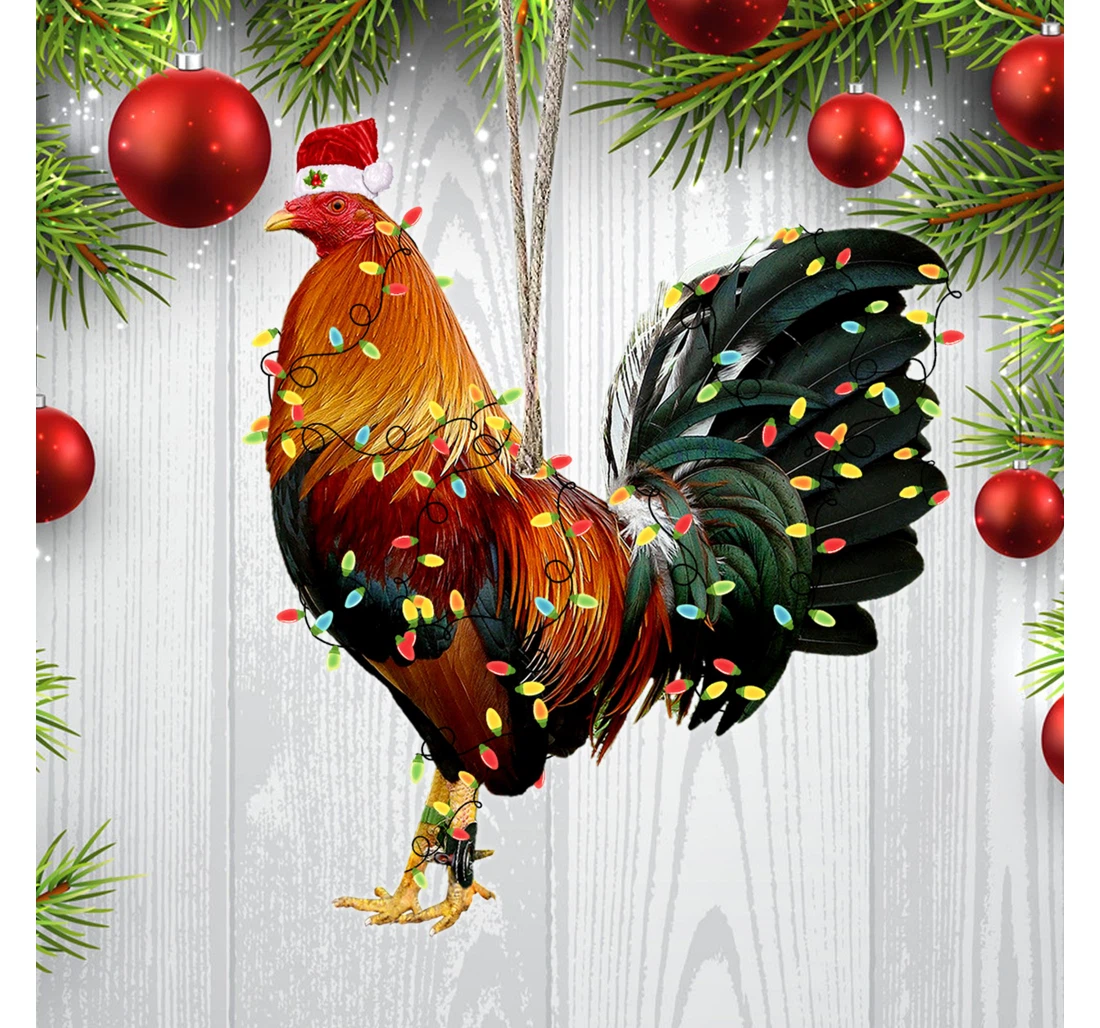 Christmas Rooster Christmas Tree Hanging Ornament MDF Ornament