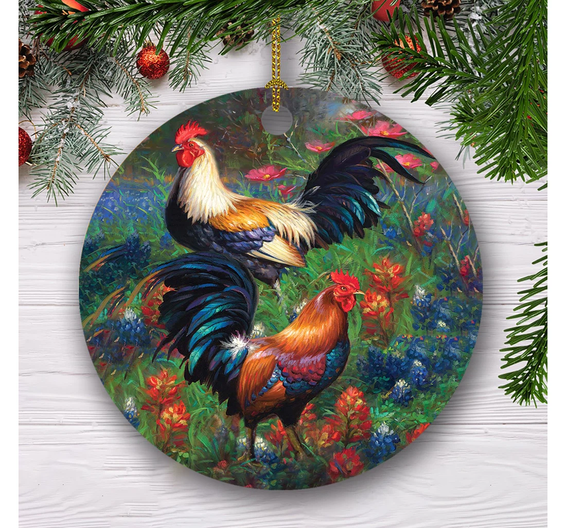 Christmas Rooster Christmas Tree Hanging Ornament MDF Ornament