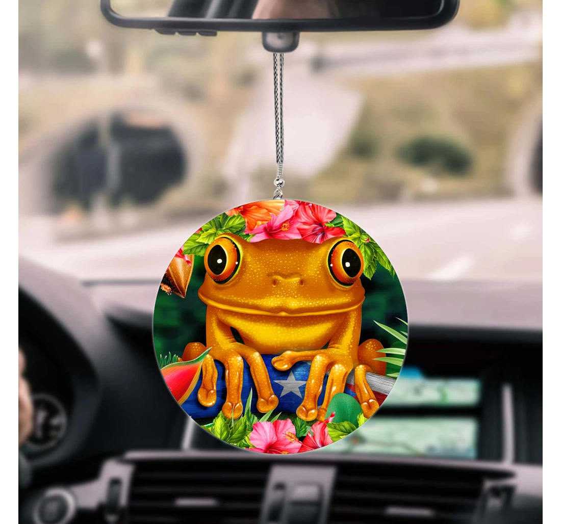 Floral Coqui Puerto Rico Coqui Unique Design Car Hanging Ornament MDF Ornament