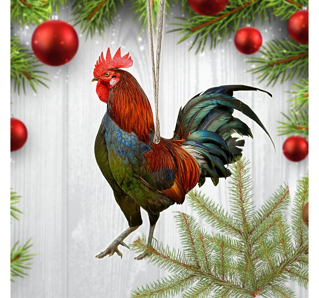 Christmas Rooster Christmas Tree Hanging Ornament MDF Ornament