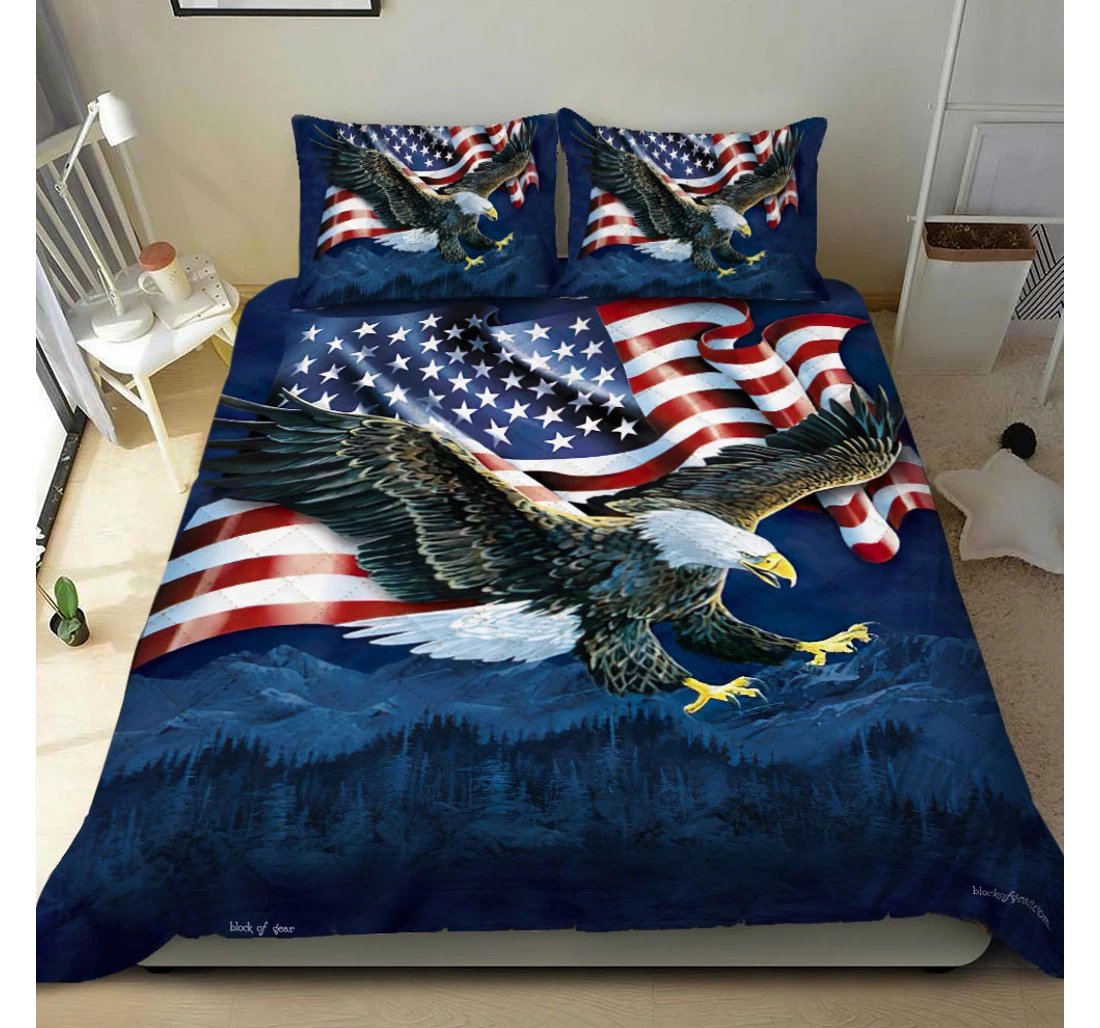 Personalized Bedding Set - American Eagle Included 1 Ultra Soft Duvet Cover or Quilt and 2 Lightweight Breathe Pillowcases
