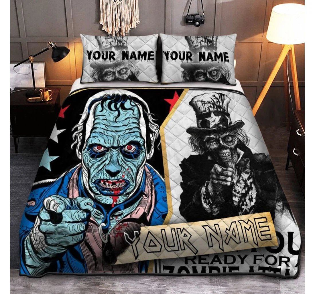Bedding Set - Personalized Happy Halloween Zombie Halloween Halloween Included 1 Ultra Soft Duvet Cover or Quilt and 2 Lightweight Breathe Pillowcases