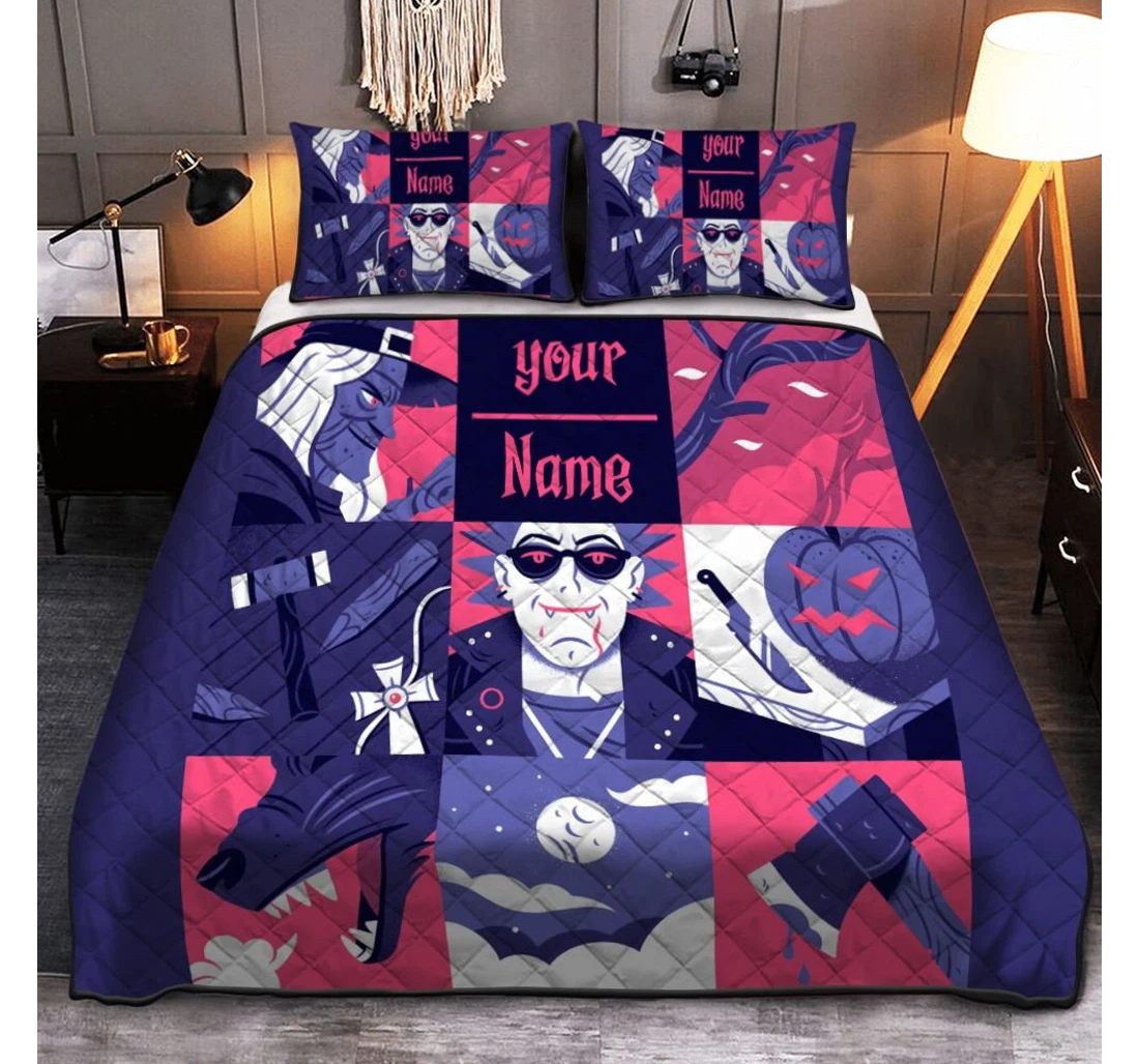 Bedding Set - Personalized Happy Halloween Witch Halloween Halloween Included 1 Ultra Soft Duvet Cover or Quilt and 2 Lightweight Breathe Pillowcases