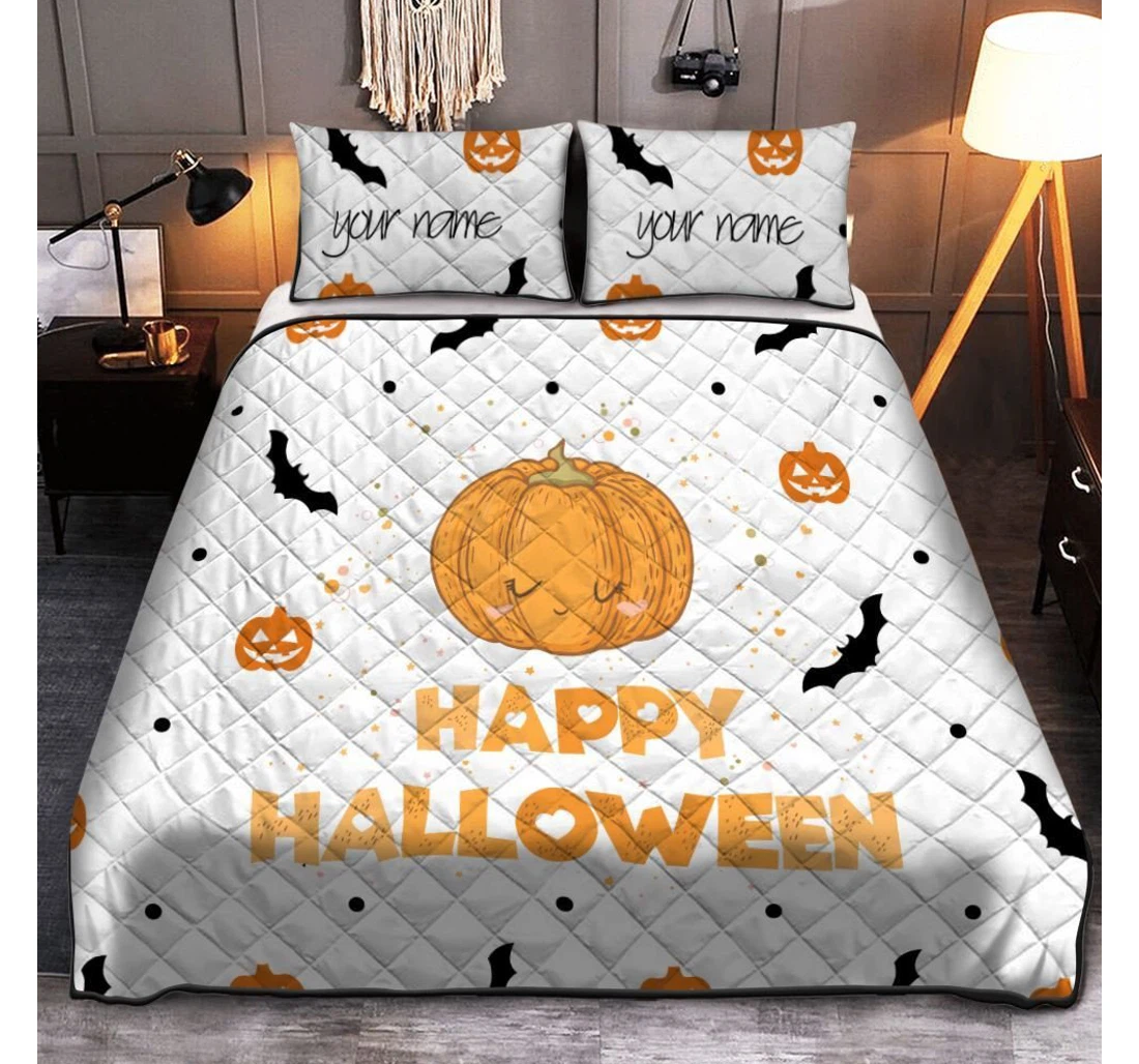 Bedding Set - Personalized Happy Halloween Pattern Halloween Pumpkin Halloween Included 1 Ultra Soft Duvet Cover or Quilt and 2 Lightweight Breathe Pillowcases