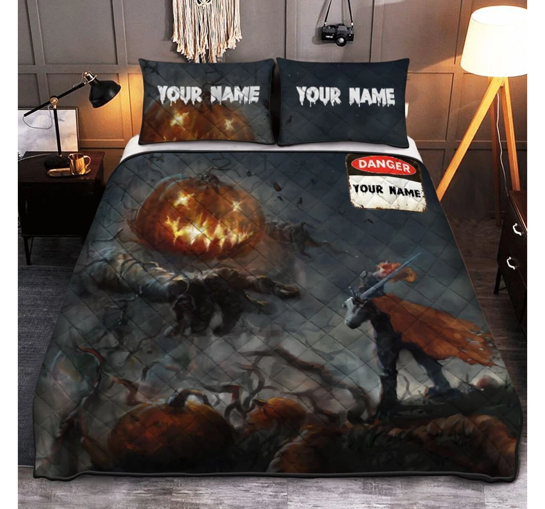 Bedding Set - Personalized Happy Halloween Pumpkin Halloween Halloween Included 1 Ultra Soft Duvet Cover or Quilt and 2 Lightweight Breathe Pillowcases