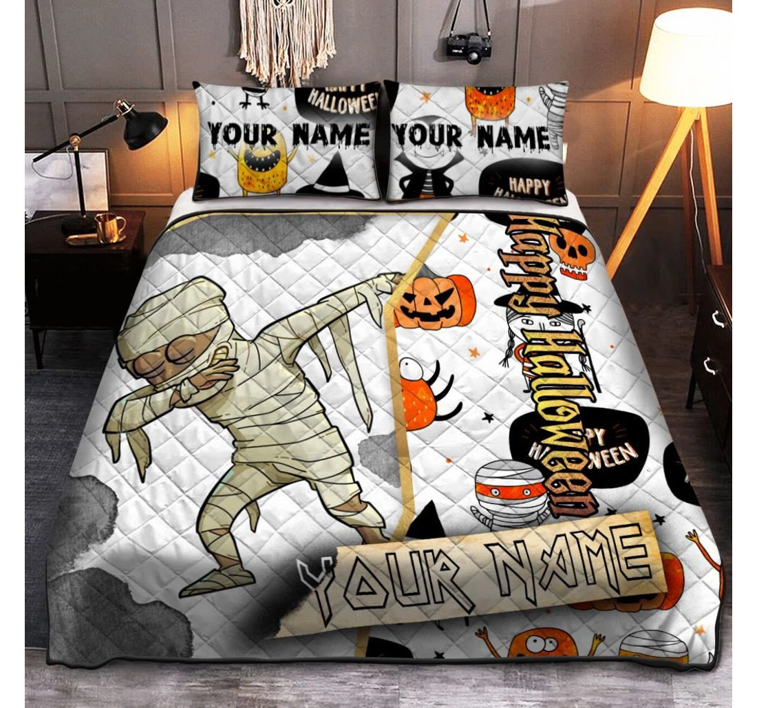 Bedding Set - Personalized Happy Halloween Mummy Halloween Halloween Included 1 Ultra Soft Duvet Cover or Quilt and 2 Lightweight Breathe Pillowcases