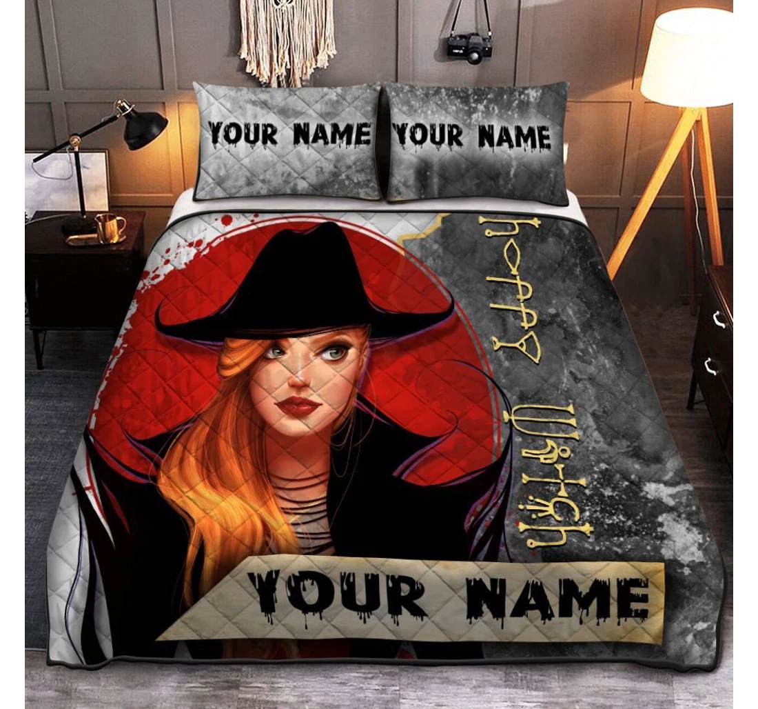 Bedding Set - Personalized Happy Halloween Witch Halloween Halloween Included 1 Ultra Soft Duvet Cover or Quilt and 2 Lightweight Breathe Pillowcases