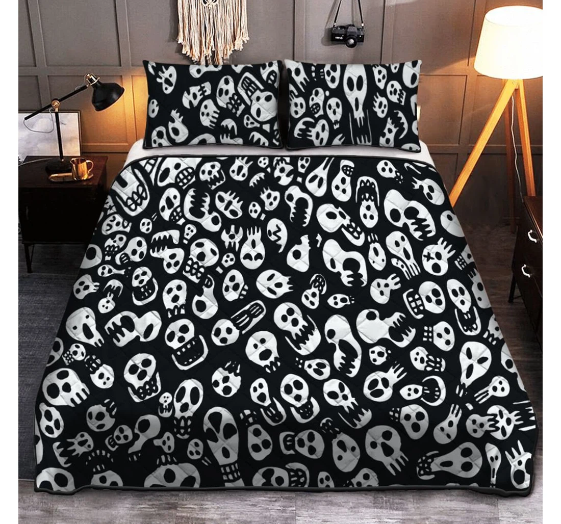 Personalized Bedding Set - Happy Halloween Skull Halloween Halloween Included 1 Ultra Soft Duvet Cover or Quilt and 2 Lightweight Breathe Pillowcases