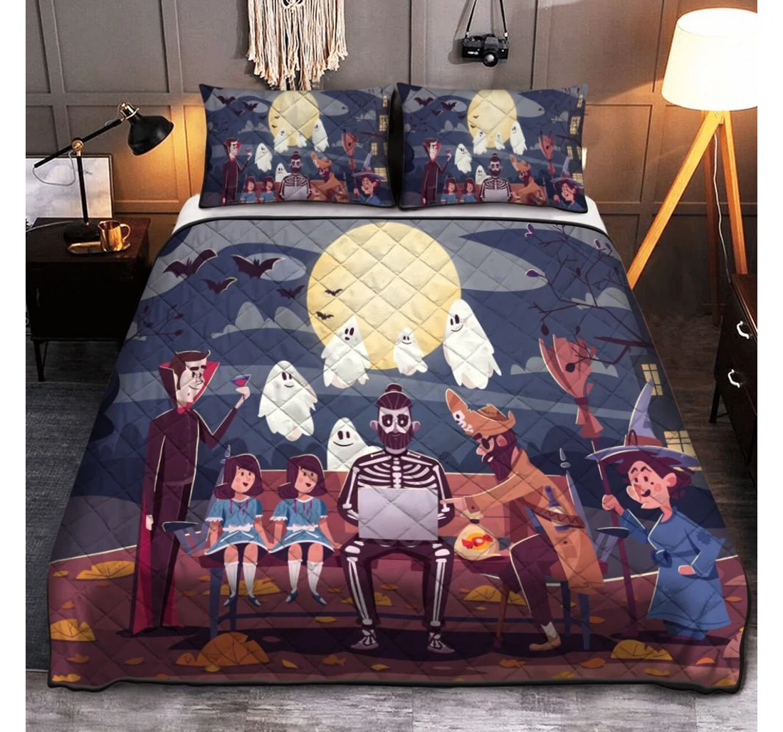 Personalized Bedding Set - Happy Halloween Halloween Party Halloween Included 1 Ultra Soft Duvet Cover or Quilt and 2 Lightweight Breathe Pillowcases