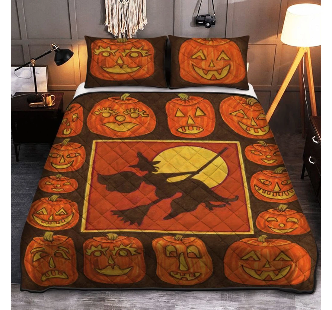 Bedding Set - Personalized Halloween Pumpkin Happy Halloween Halloween Included 1 Ultra Soft Duvet Cover or Quilt and 2 Lightweight Breathe Pillowcases