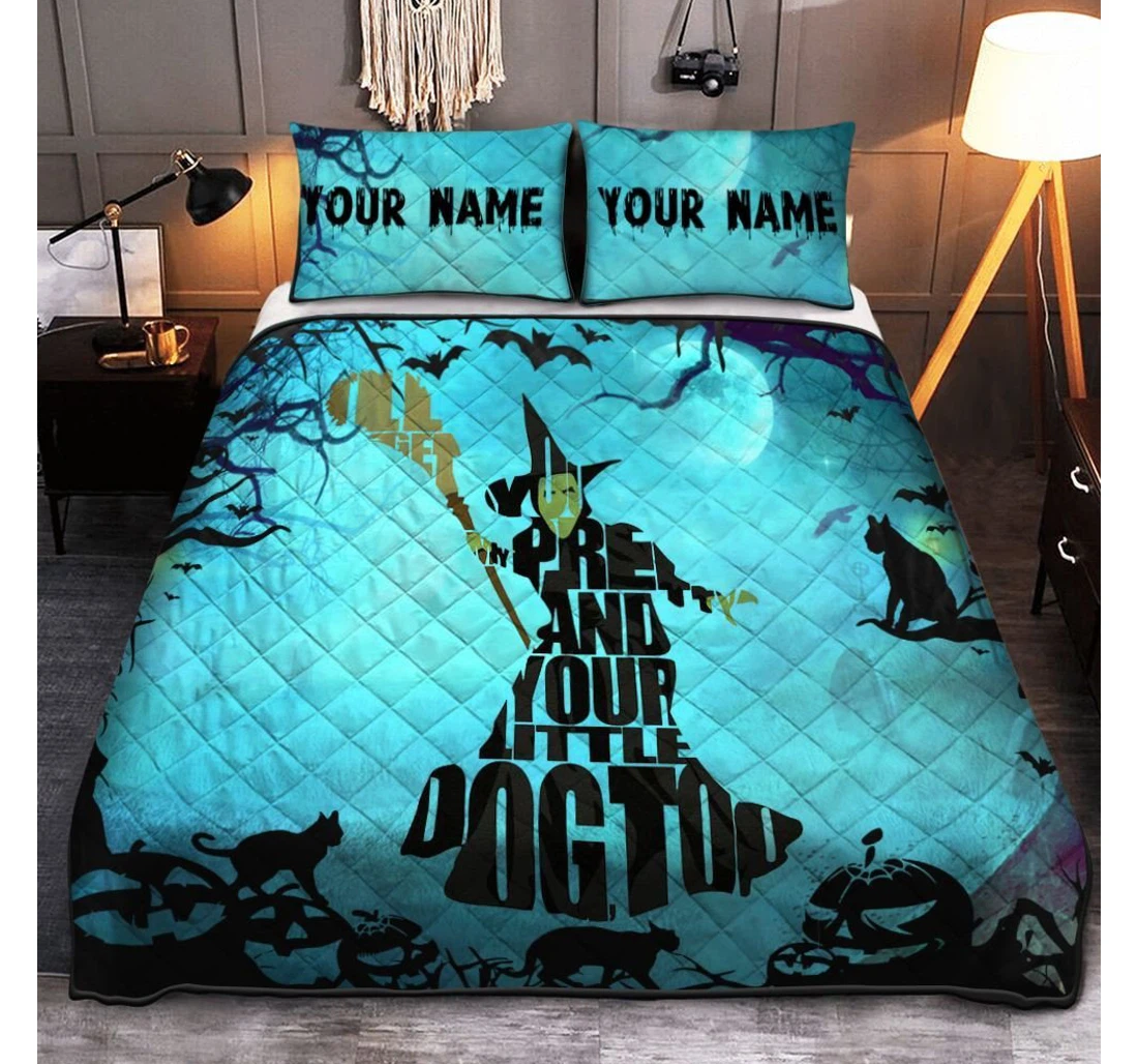 Bedding Set - Personalized Halloween Witches Happy Halloween Halloween Included 1 Ultra Soft Duvet Cover or Quilt and 2 Lightweight Breathe Pillowcases