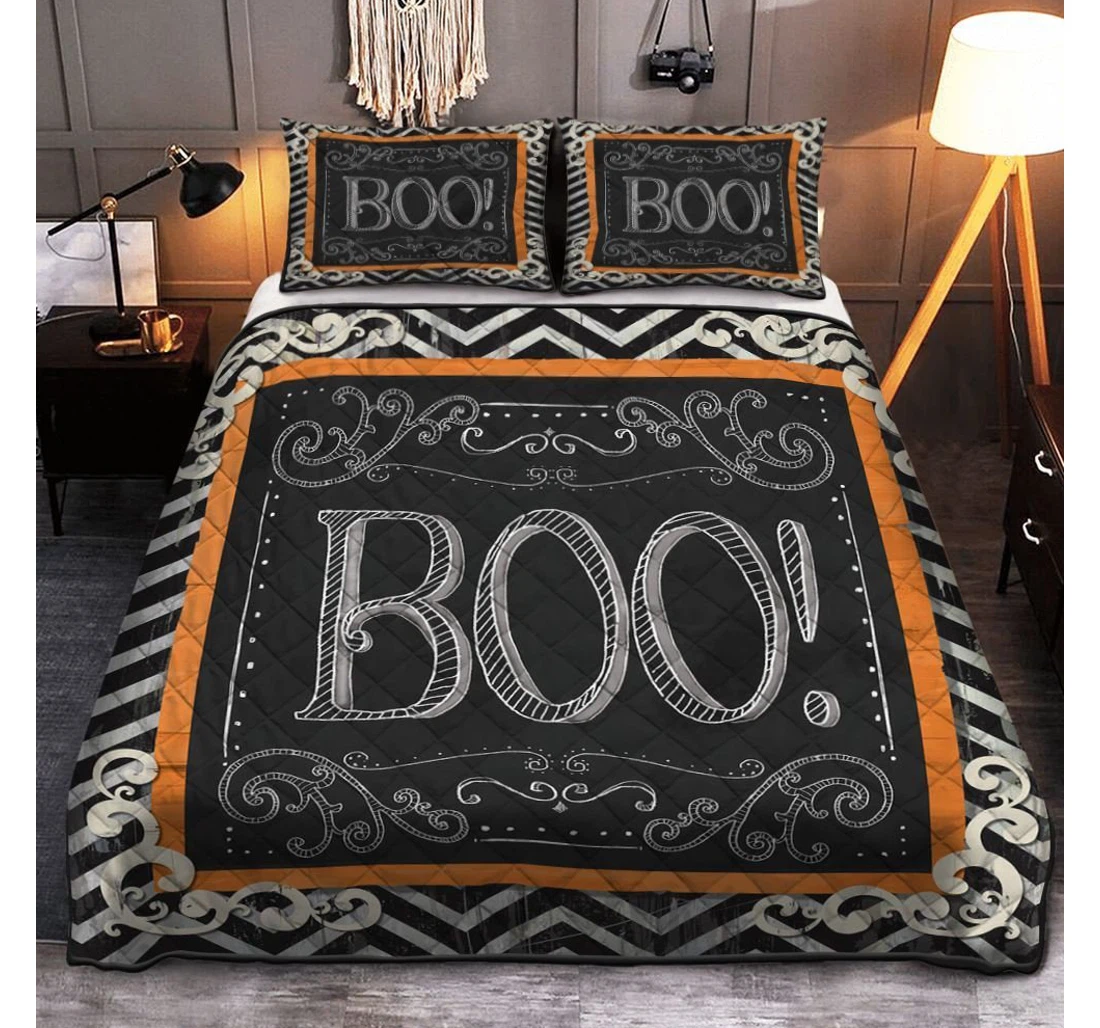 Bedding Set - Personalized Happy Halloween Halloween Boo Halloween Included 1 Ultra Soft Duvet Cover or Quilt and 2 Lightweight Breathe Pillowcases