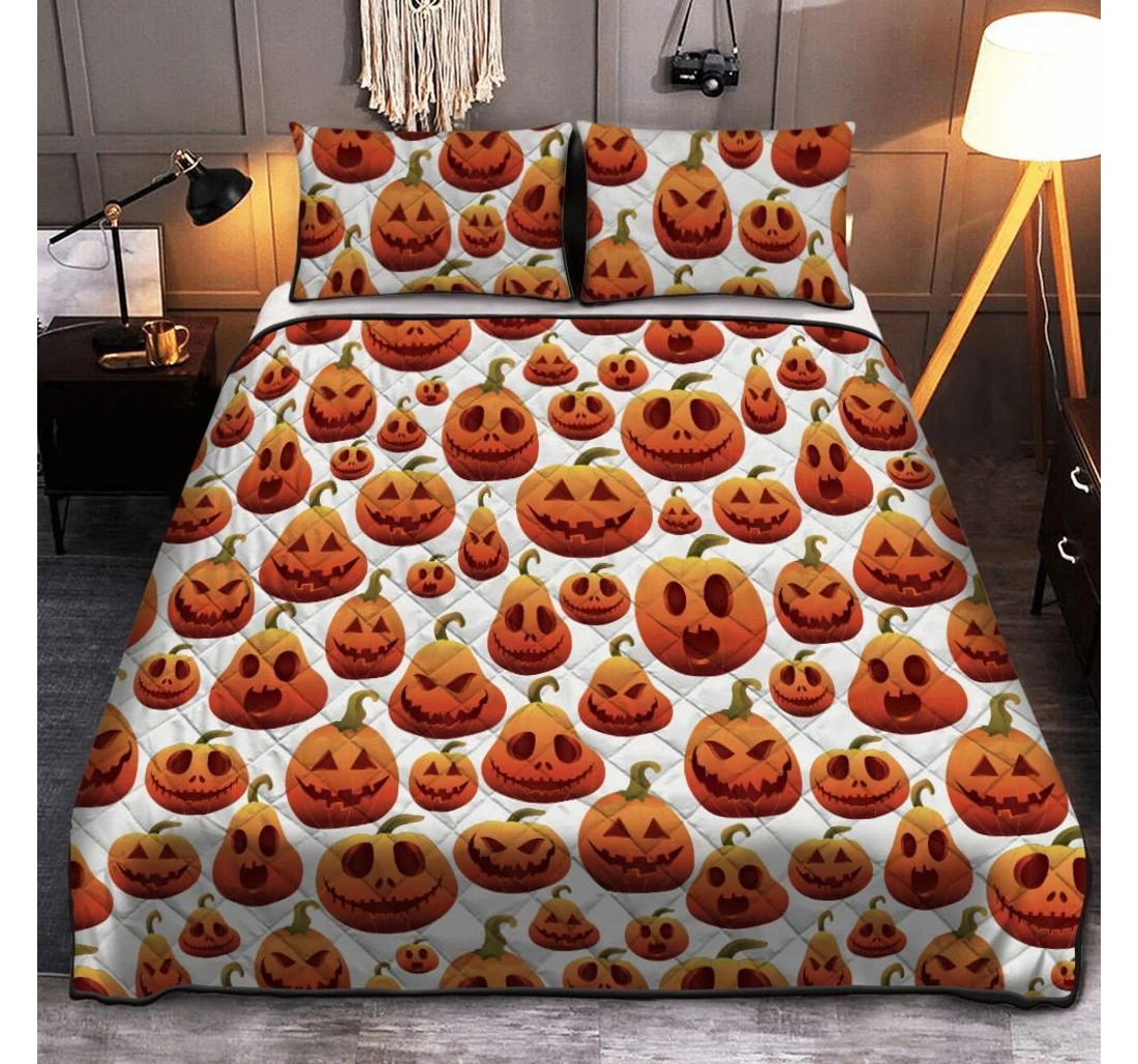 Personalized Bedding Set - Happy Halloween Halloween Pumpkin Pattern Halloween Included 1 Ultra Soft Duvet Cover or Quilt and 2 Lightweight Breathe Pillowcases