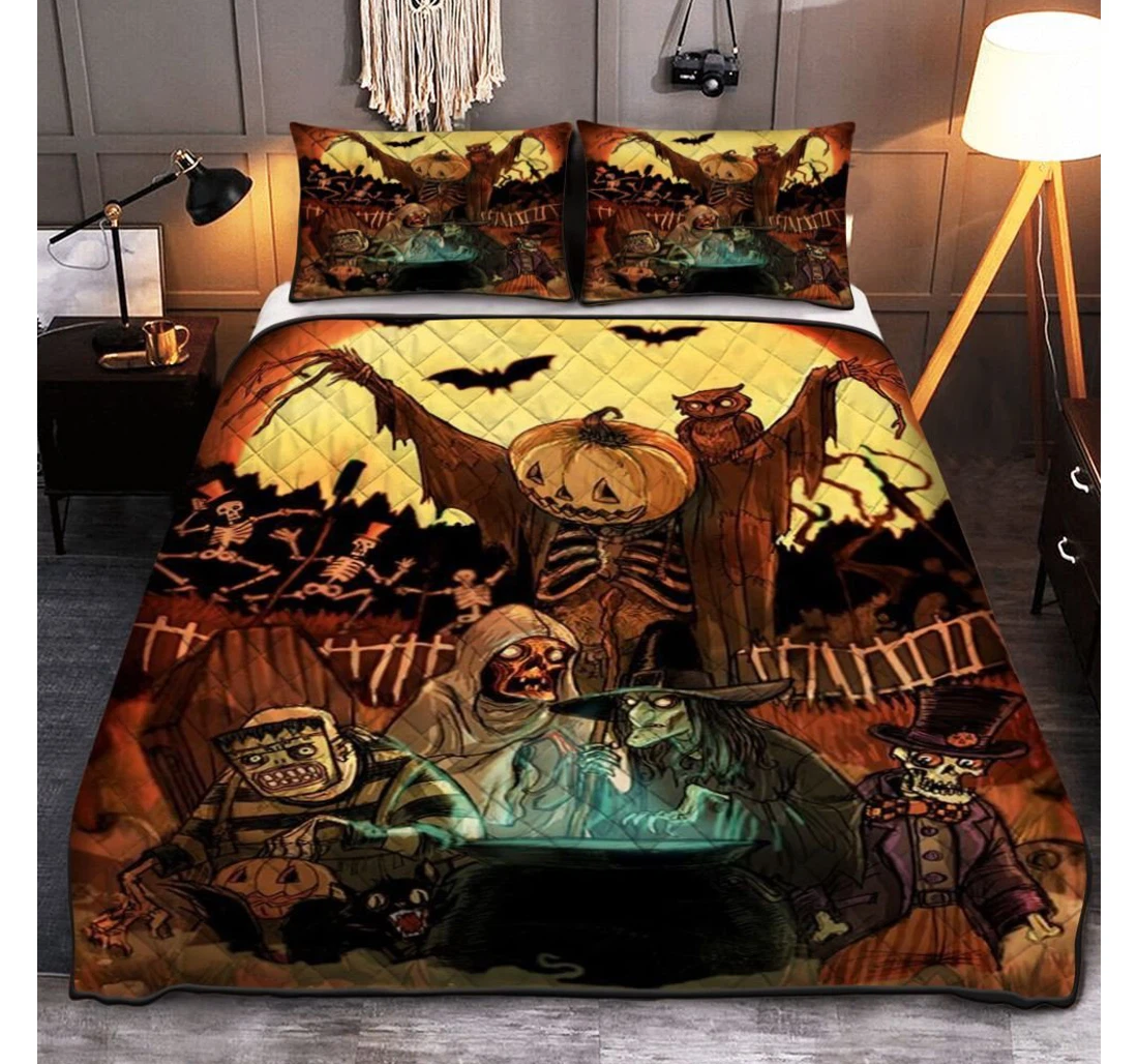 Personalized Bedding Set - Happy Halloween Halloween Party Halloween Included 1 Ultra Soft Duvet Cover or Quilt and 2 Lightweight Breathe Pillowcases