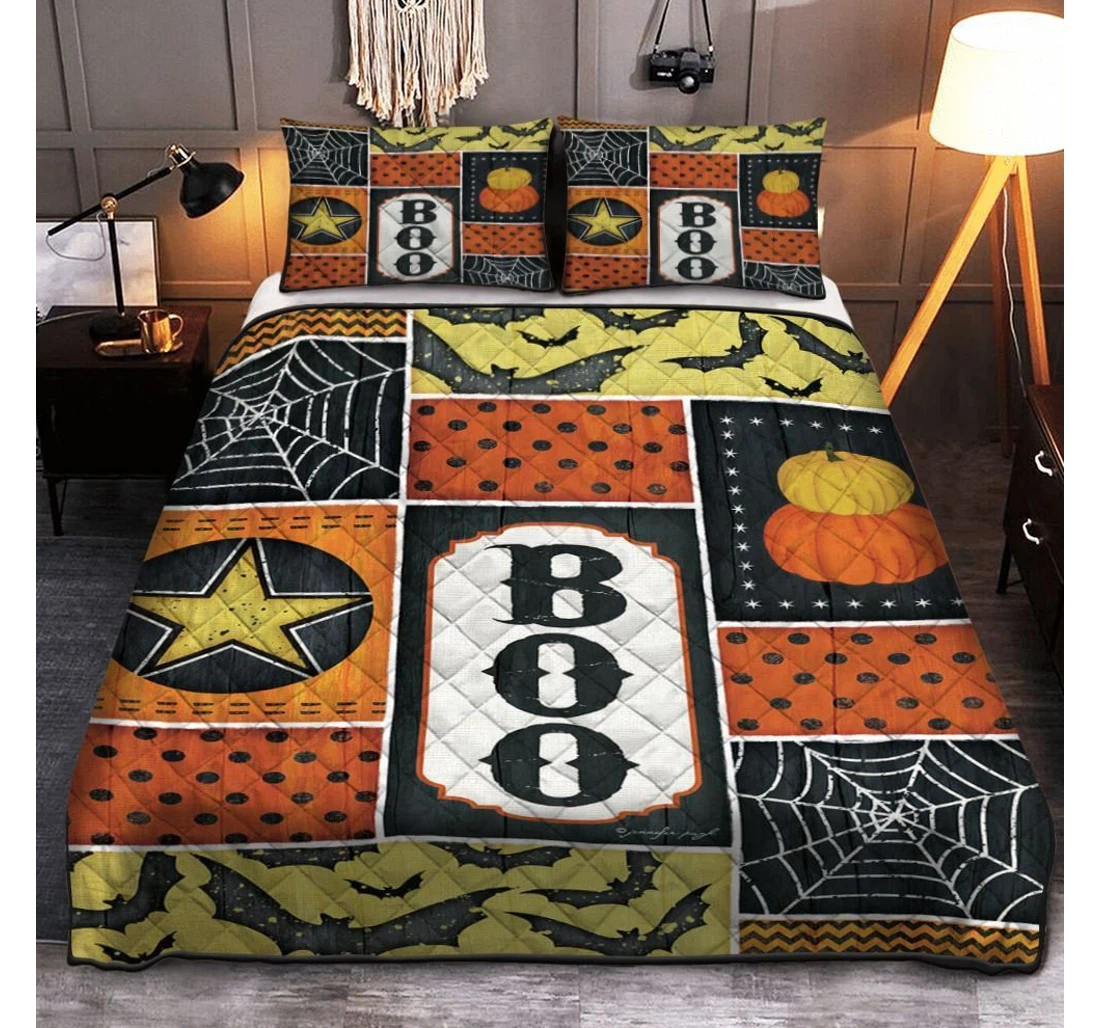 Personalized Bedding Set - Happy Halloween Halloween Pumpkin Halloween Included 1 Ultra Soft Duvet Cover or Quilt and 2 Lightweight Breathe Pillowcases