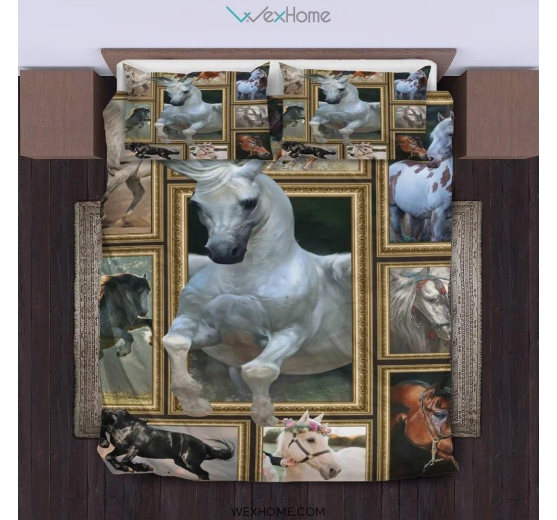 Personalized Bedding Set - Wild Horse Amazing Included 1 Ultra Soft Duvet Cover or Quilt and 2 Lightweight Breathe Pillowcases