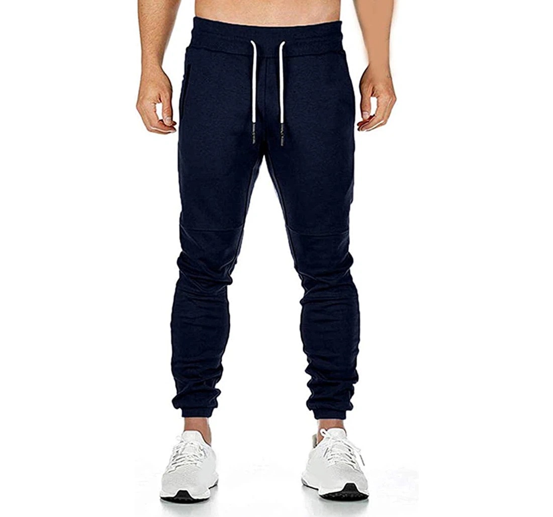 Stretch Casual Gym Autumn Winter Tights Zip Gym Sportswear Trousers-navy_blue_m Sweatpants, Joggers Pants With Drawstring For Men, Women