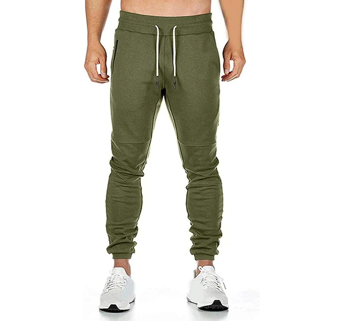 Stretch Casual Gym Autumn Winter Tights Zip Gym Sportswear Trousers-green_xl Sweatpants, Joggers Pants With Drawstring For Men, Women