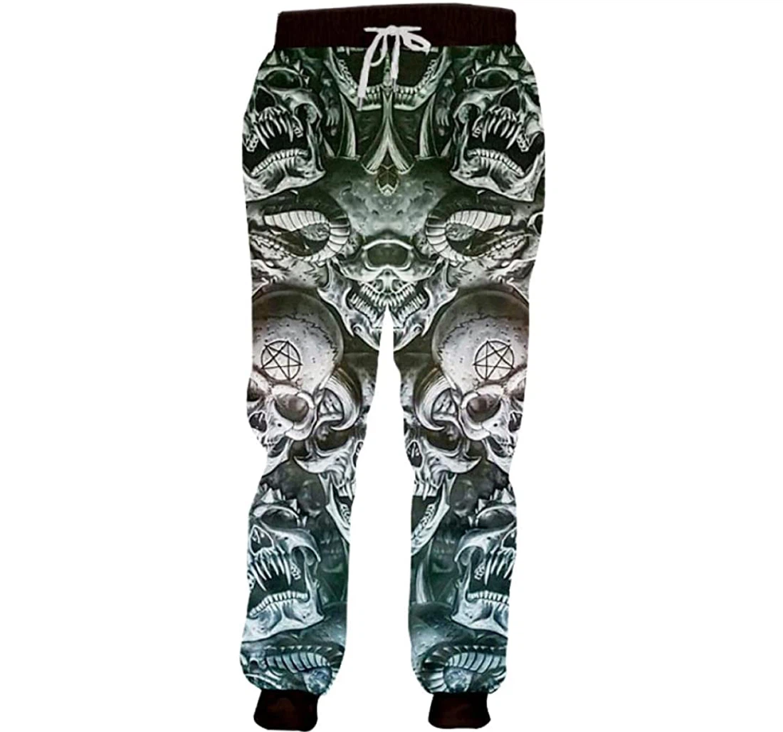 Personalized Skull Fitness Hip Hop Casual Sweatpants, Joggers Pants With Drawstring For Men, Women